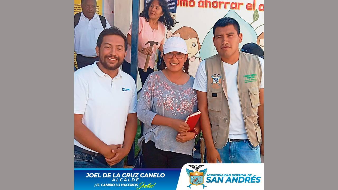 Integrantes Del Área Del Medio Ambiente De La Municipalidad De San Andrés, Participa De La Inauguración Del Bio Huerto De La I.E 185.