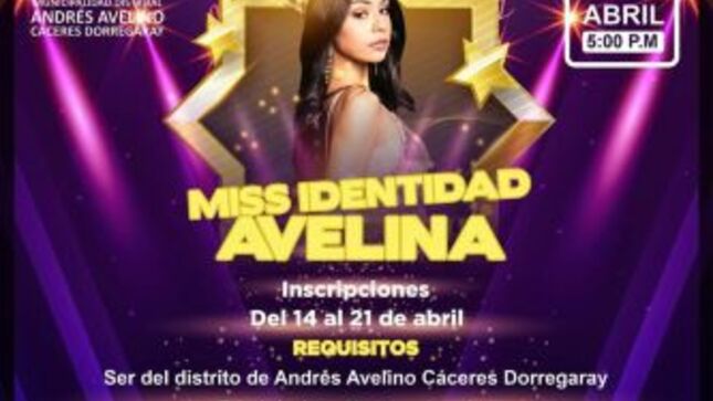 Ven a Participar a I° “MISS IDENTIDAD AVELINA 2023”