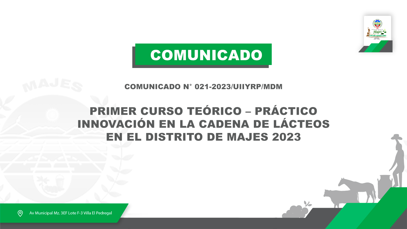 COMUNICADO N° 021-2023/UIIYRP/MDM