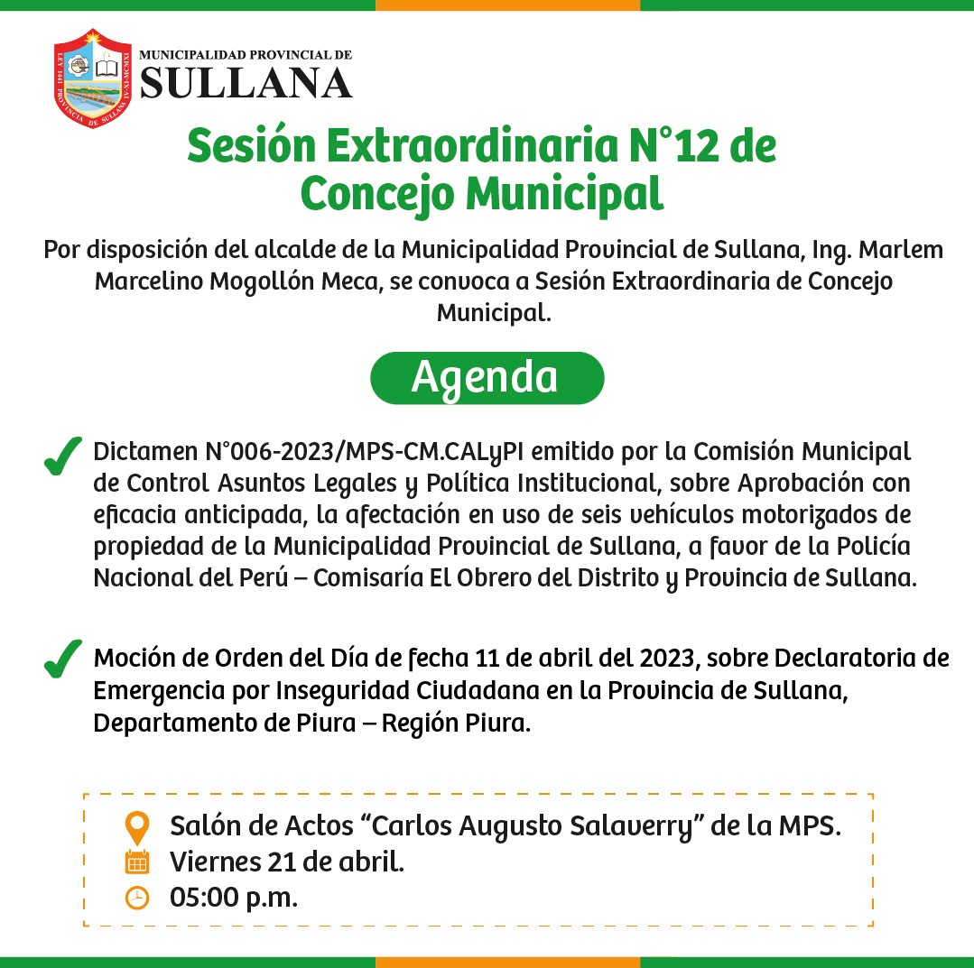 Invitación A Sesión Extraordinaria De Concejo Municipal