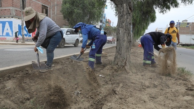 Grandes cúmulos de tierra se erradican  en avenida Miraflores.