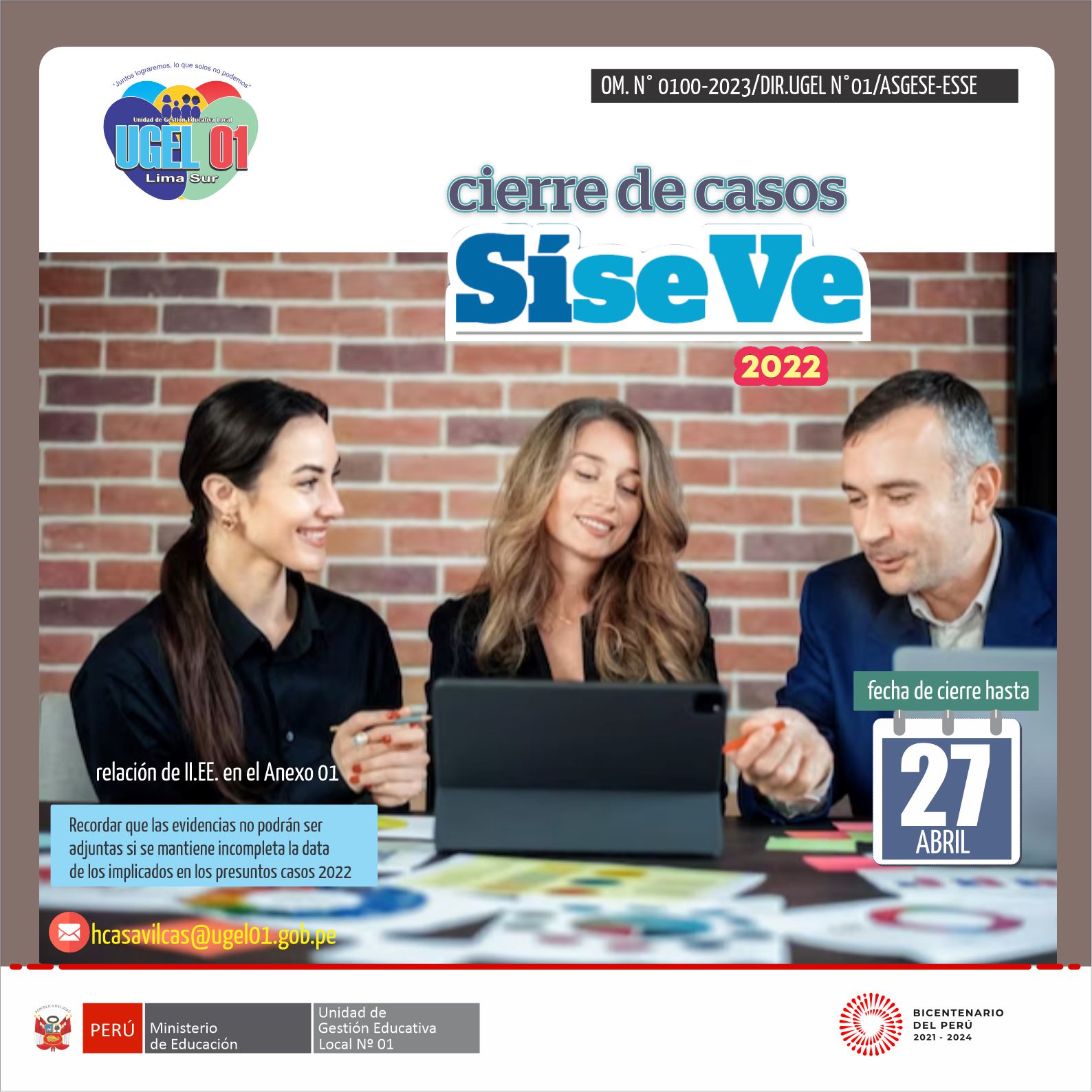 IE públicas y privadas del anexo 01 cierre de casos SISEVE 2022