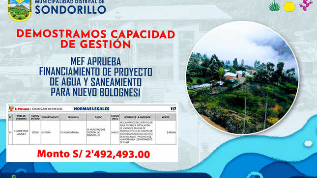 MEF Aprueba Financiamiento de Proyecto de Agua y Saneamiento