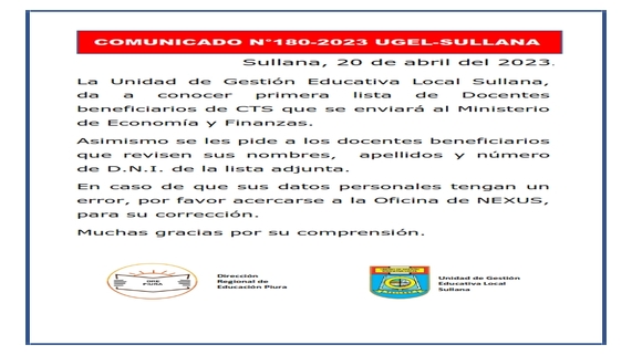 Comunicado N°180