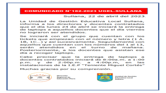 Comunicado N°182