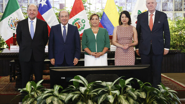 Presidenta Boluarte en ceremonia por el aniversario de la Alianza del Pacífico.