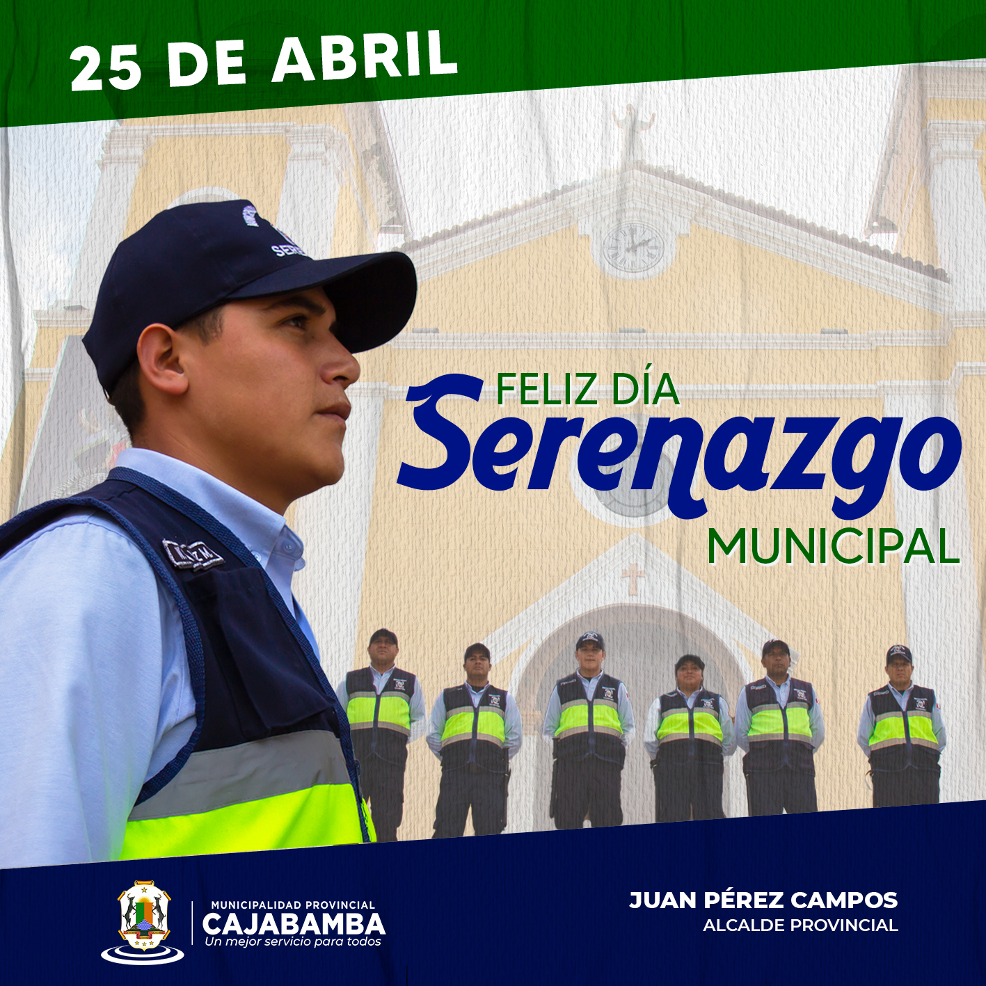 Cajabamba saluda a las Mujeres y Varones que son parte del Personal de Serenazgo Municipal en su Día.