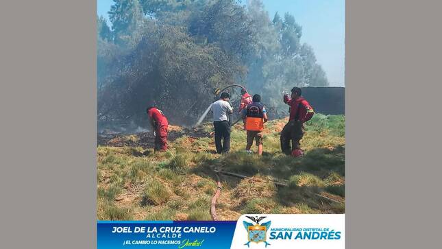 Personal Apoyó En La Emergencia De Un Incendio Forestal A La Altura De La Avenida Abraham Valdelomar.
