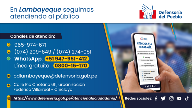 Datos de atención de la oficina defensorial de Lambayeque