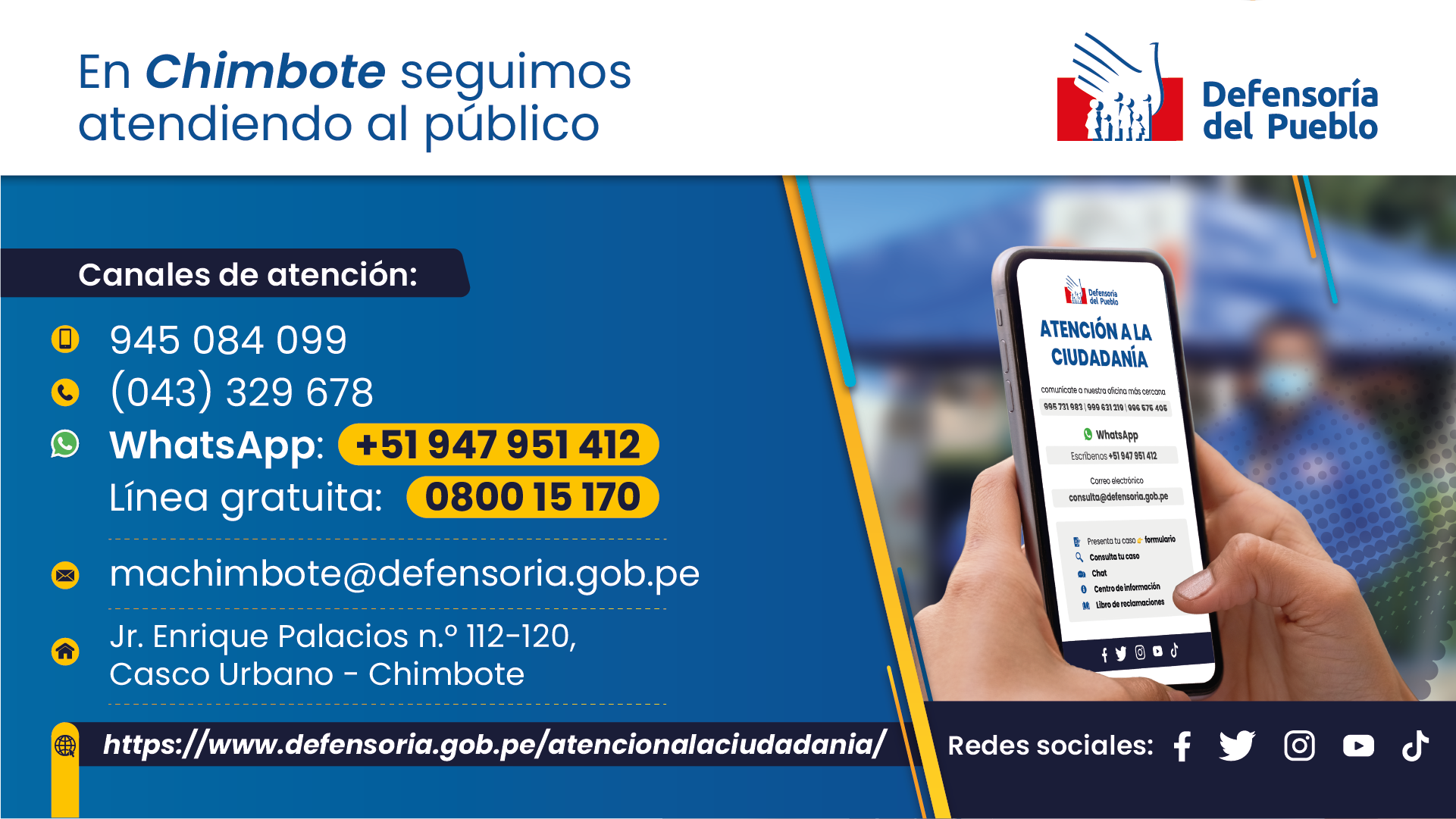 Datos de atención del Módulo Defensorial de Chimbote