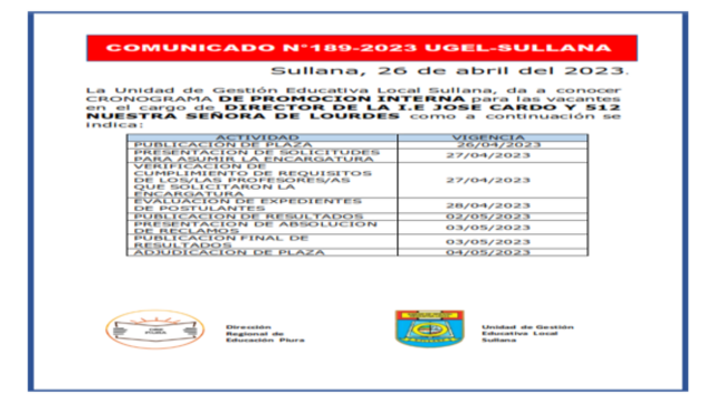 Comunicado N°189 