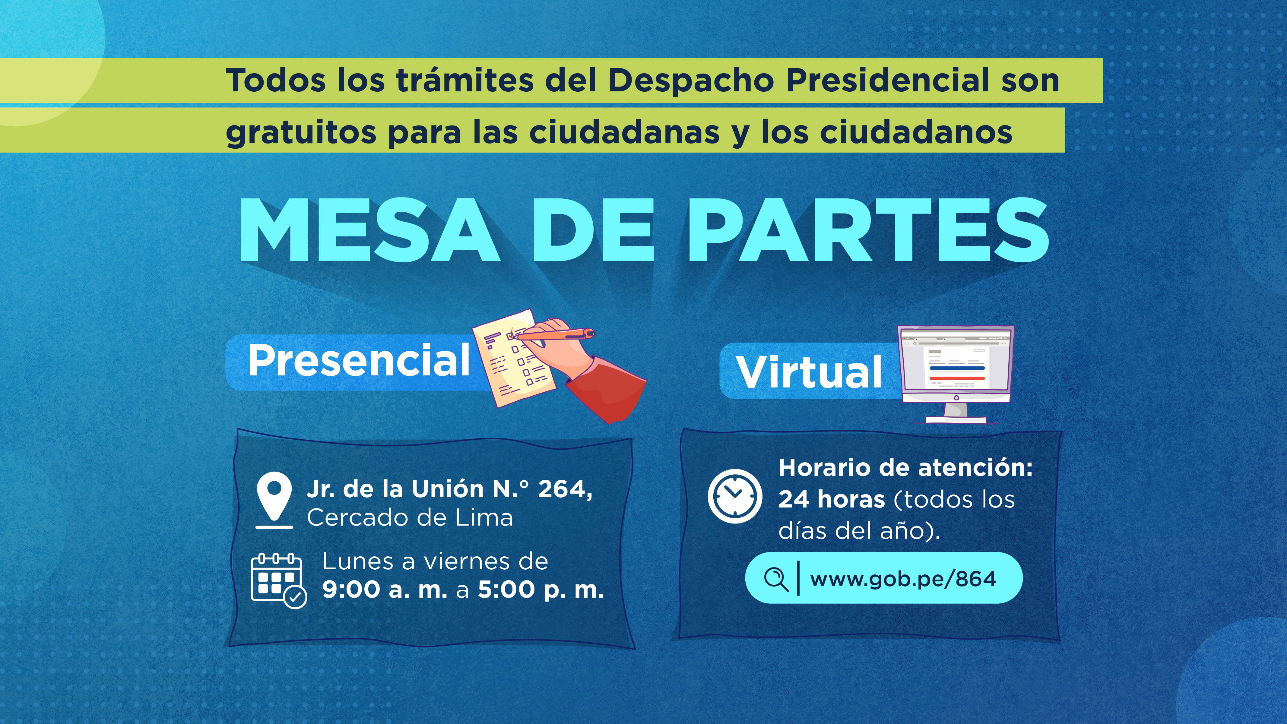 Fotografía del comunicado sobre mesa de partes.