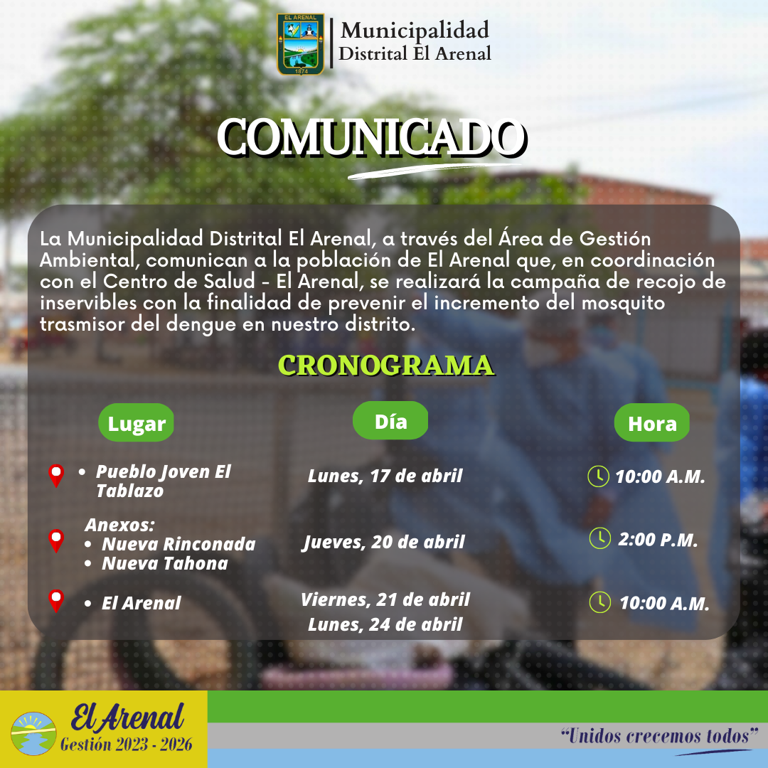 Flyer del comunicado de la campaña de inservibles.