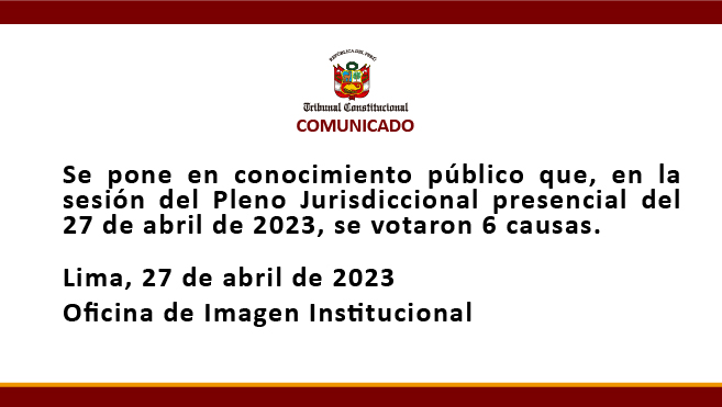 Comunicado, 27 de abril de 2023.