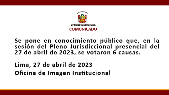 Comunicado, 27 de abril de 2023.