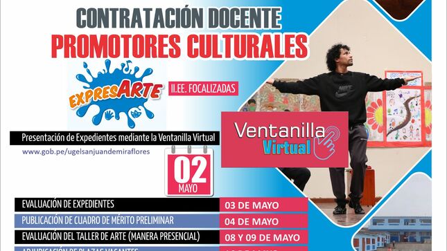 Concurso de Contratación docente de Promotores Culturales como núcleos Expresarte 2023 - ETAPA DE EVALUACIÓN EXCEPCIONAL II
