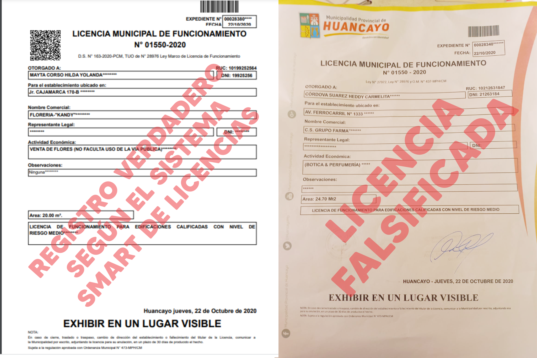 BOTICA ATENDÍA CON LICENCIA DE FUNCIONAMIENTO FALSIFICADA