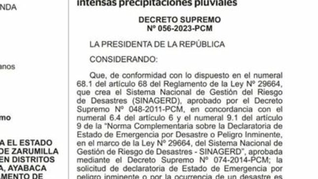 bajo Decreto Supremo 056-2023-PCM.