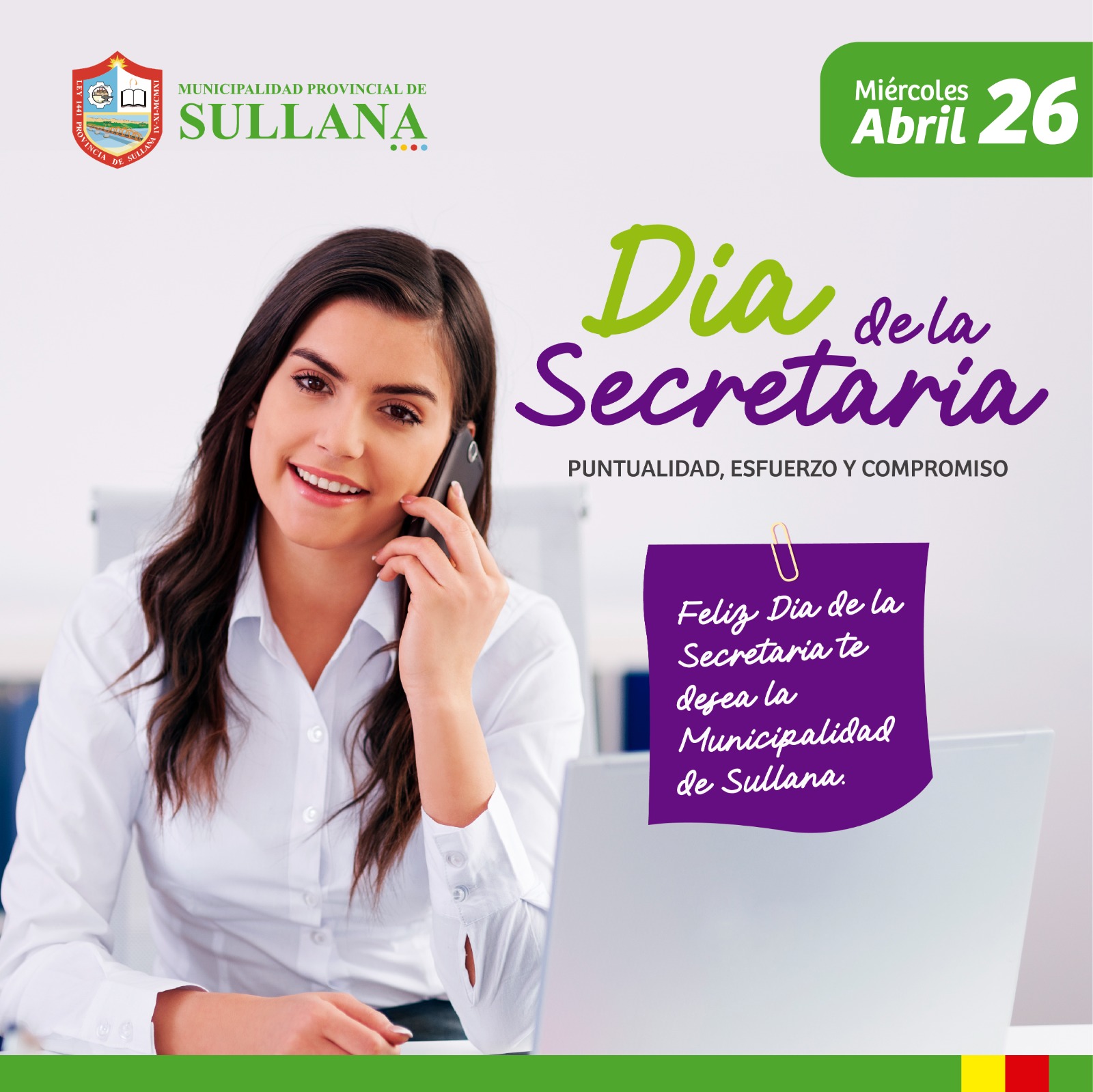 La Municipalidad de Sullana expresa su saludo a todas las secretarias