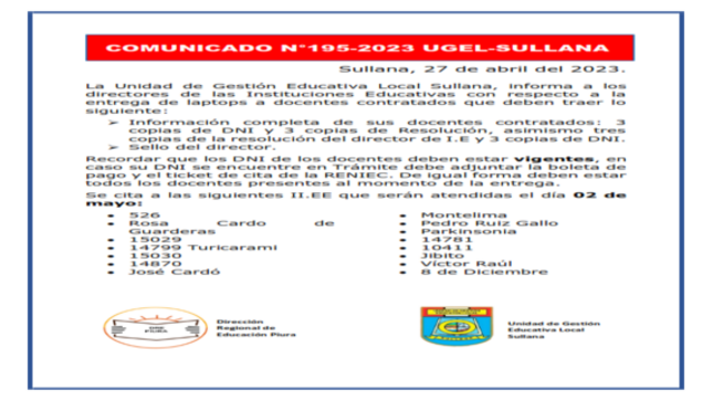 Comunicado N°195-2023