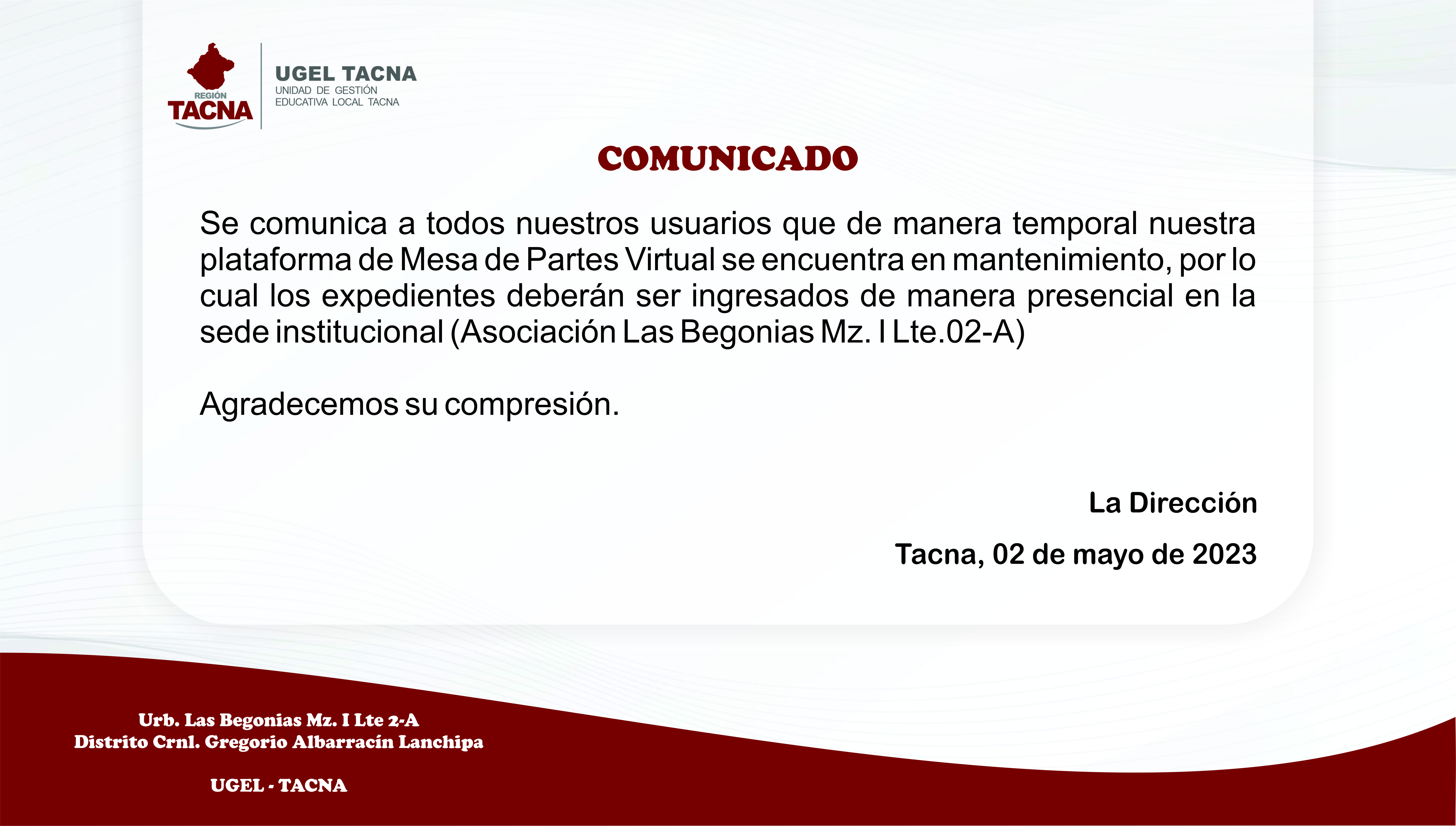 Archivo JPG de comunicado
