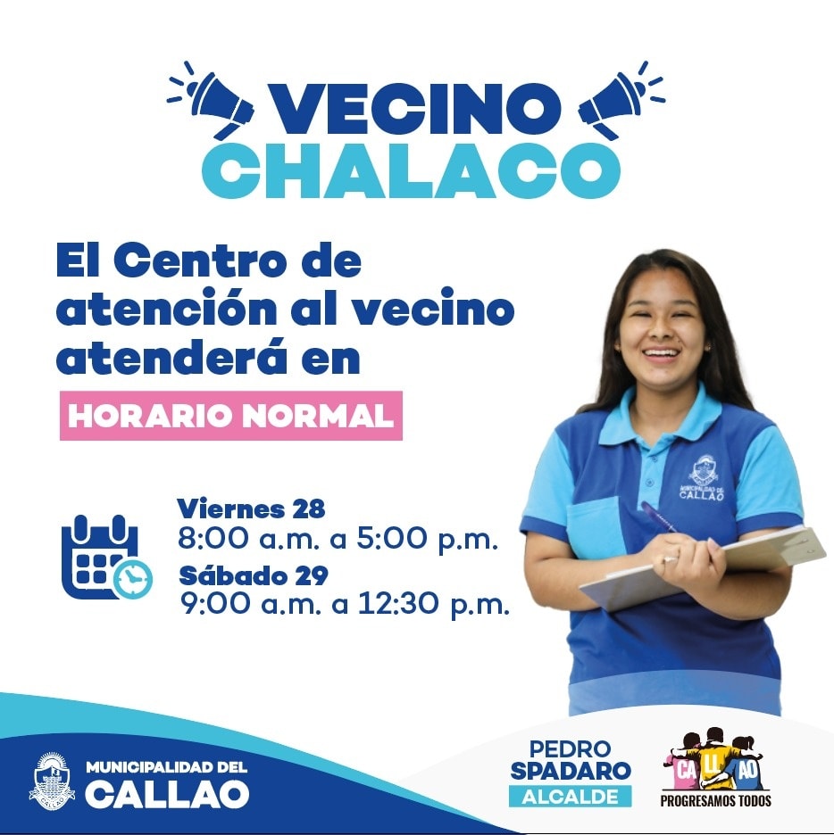 La Municipalidad del Callao atenderá con normalidad para realizar cualquier trámite.