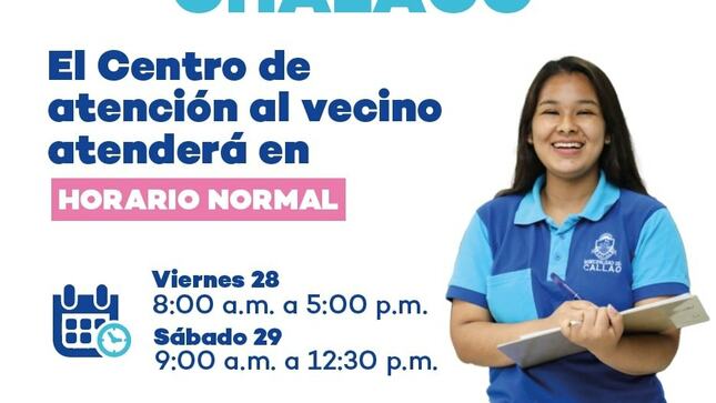 La Municipalidad del Callao atenderá con normalidad para realizar cualquier trámite. 