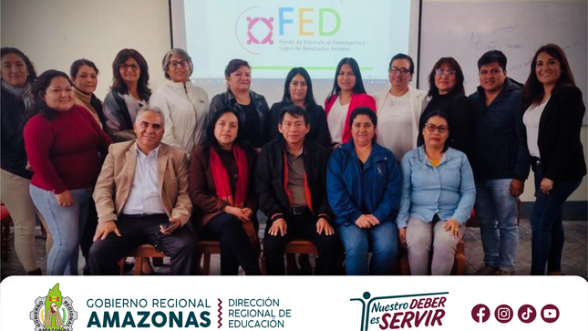 La Dirección Regional de Educación Amazonas con la participación del Director Regional de Educación, Dr. Pastor Izquierdo Suárez, del Director de Gestión Pedagógica, Elver Puerta Salazar y de los especialistas del nivel inicial de la región, desarrollaron el ‘‘Taller de Verificación de Avances de la Meta de Cobertura”.
Esta actividad se ejecuta en el marco del convenio del Fondo de Estímulos al Desempeño y Logros de Resultados Sociales – FED que busca impulsar el desarrollo infantil temprano mediante acceso a la educación inicial de niñas y niños de 3 años, así como el registro de matrícula en el SIAGIE. (Sistema de Información de Apoyo a la. Gestión de la Institución Educativa).