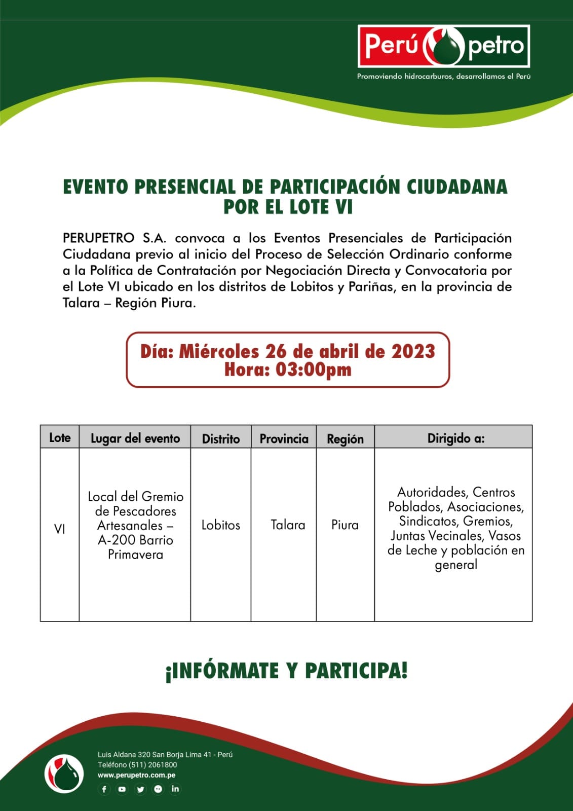 Archivo JPG de PERUPETRO Convoca a la Población a Audiencia de Participación Ciudadana