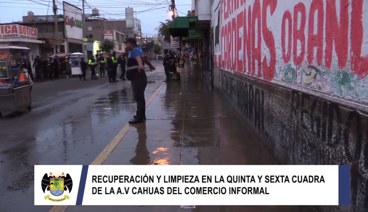 Recuperación y limpieza en la quinta y sexta cuadra de la Av. Cahuas del comercio informal