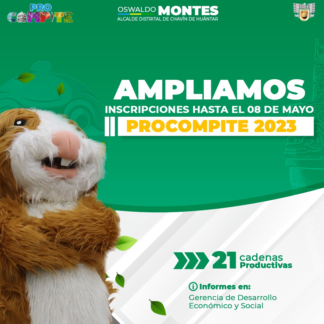 Ampliación para las inscripciones del proyecto concursable PROCOMPITE 2023