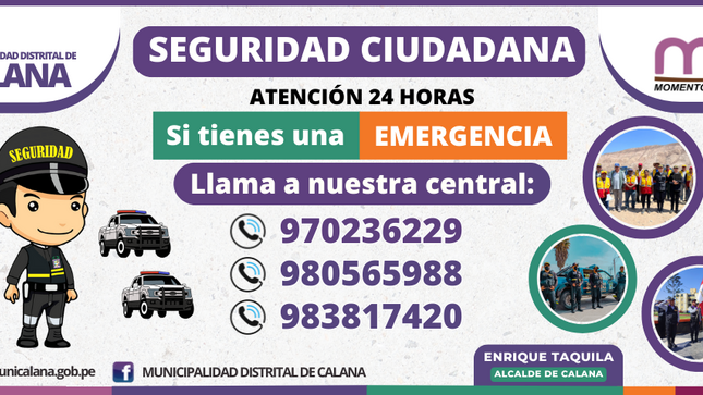Números para llamar a Seguridad Ciudadana Calana