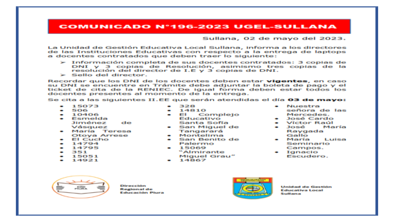 Comunicado N°196