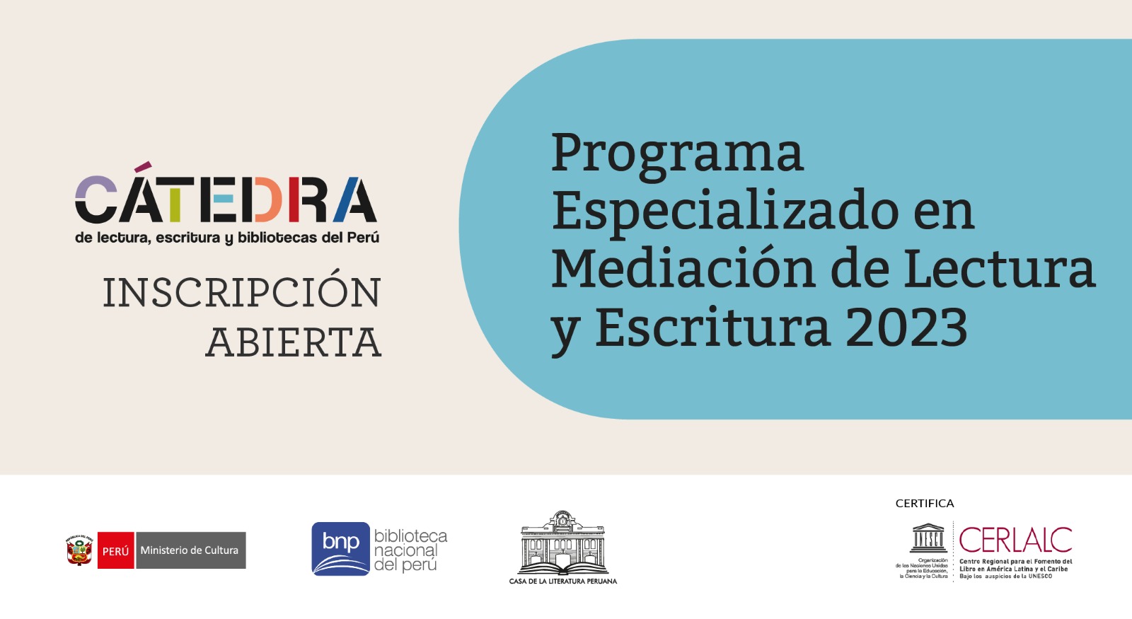Ministerio de Cultura invita a participar del Programa de Especialización en Mediación de Lectura y Escritura Cátedra 2023