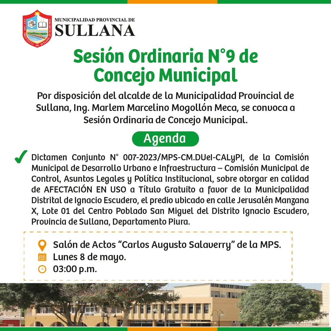 INVITACIÓN A SESIÓN ORDINARIA DE CONCEJO MUNICIPAL