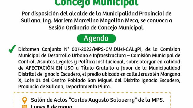 INVITACIÓN A SESIÓN ORDINARIA DE CONCEJO MUNICIPAL