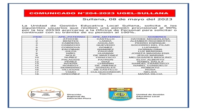 Comunicado N°204