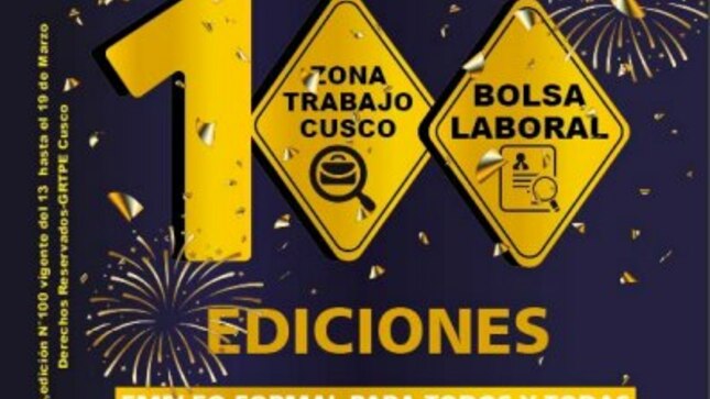 Archivo PDF de la Revista de Empleo "ZONA TRABAJO CUSCO" Edición N°100