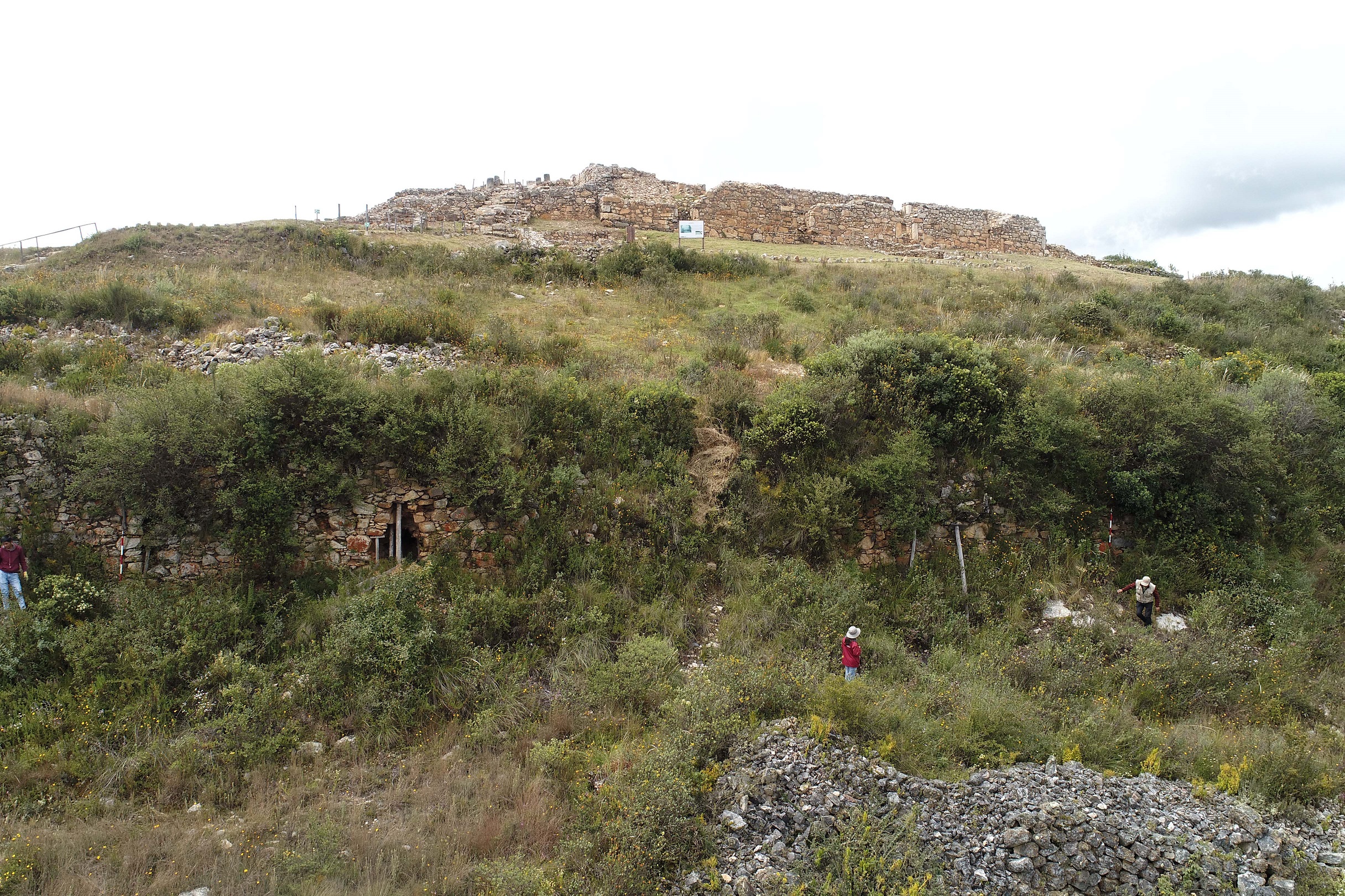 Servidores de la unidad ejecutora realizando inspección y monitoreo de áreas arqueológicas