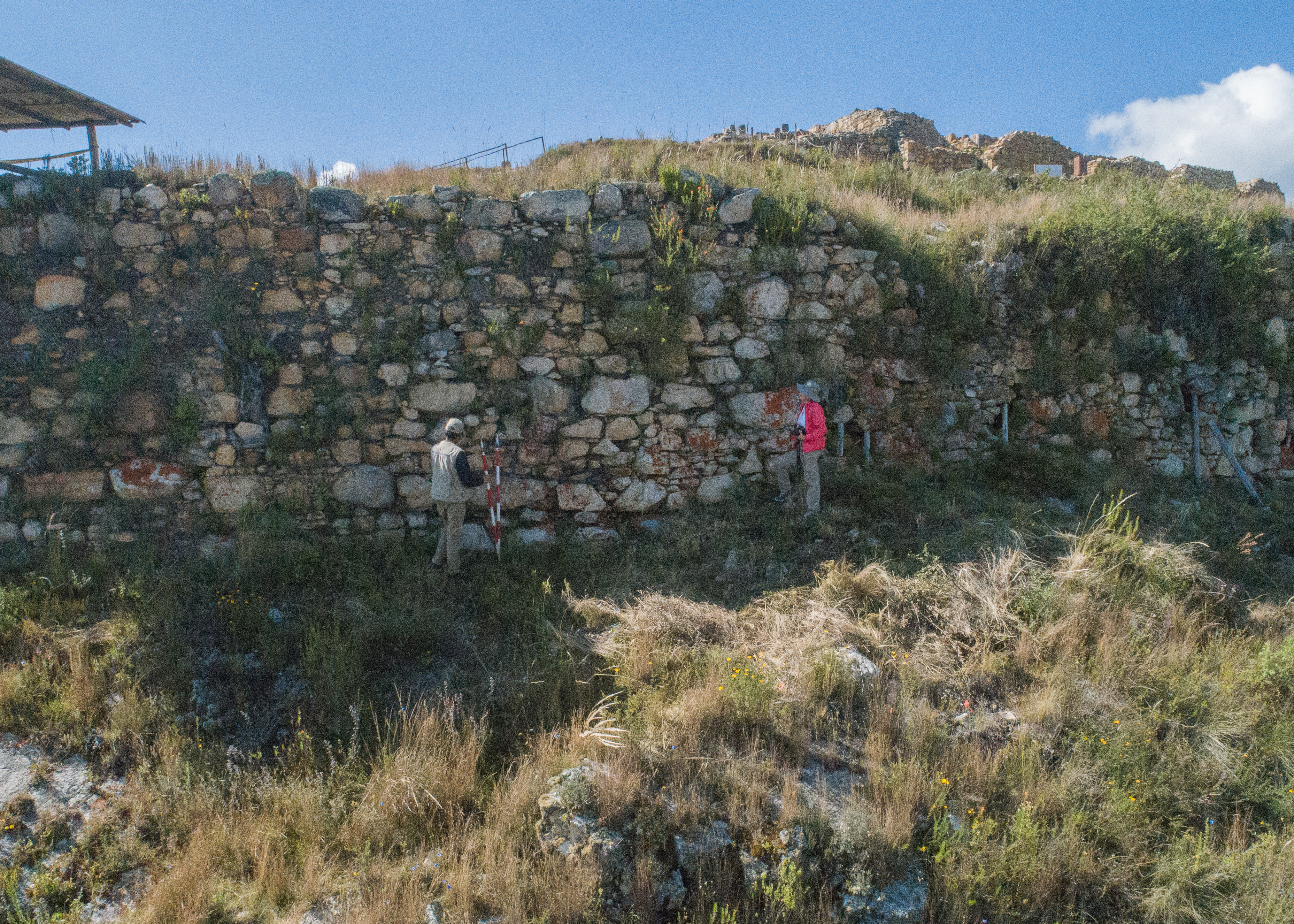 Servidores de la unidad ejecutora realizando inspección y monitoreo de áreas arqueológicas
