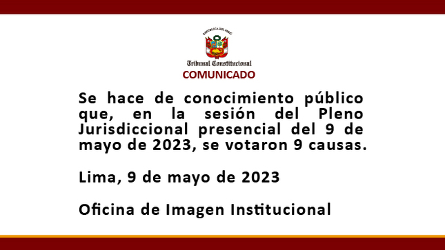 Comunicado del 9 de mayo de 2023