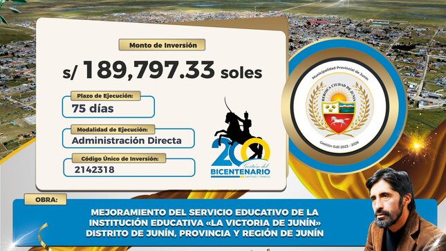 MEJORAMIENTO DEL SERVICIO EDUCATIVO DE LA INSTITUCIÓN EDUCATIVA “LA VICTORIA DE JUNÍN