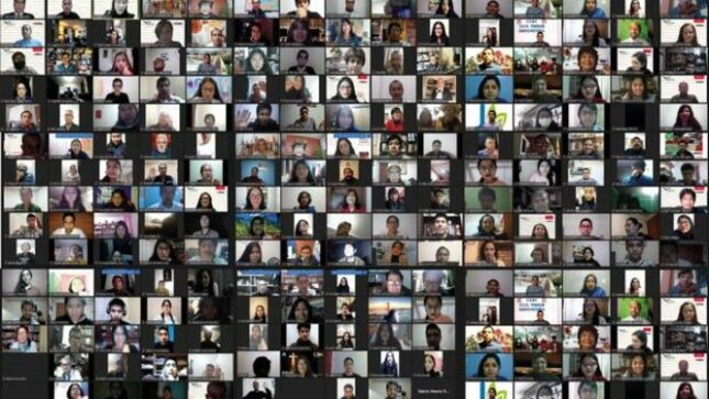 Imagen de la reunión virtual en la que se presentó a los grupos pertenecientes a la estrategia defensores del patrimonio cultural