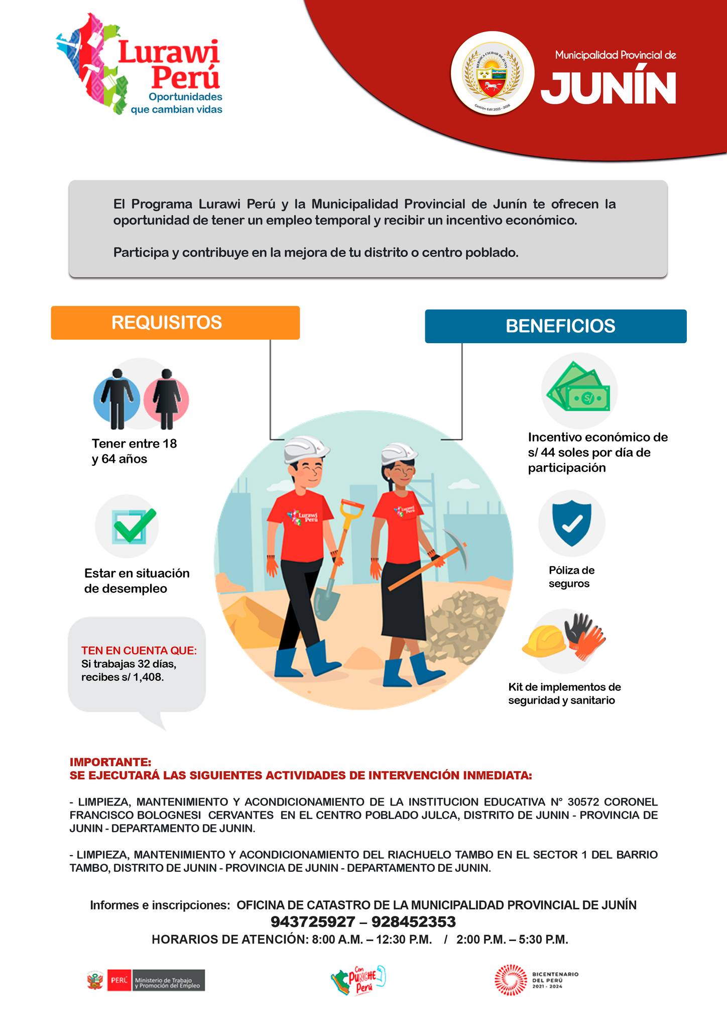 Oportunidades laborales en Junín. ¡Inscríbete y trabaja con nosotros!