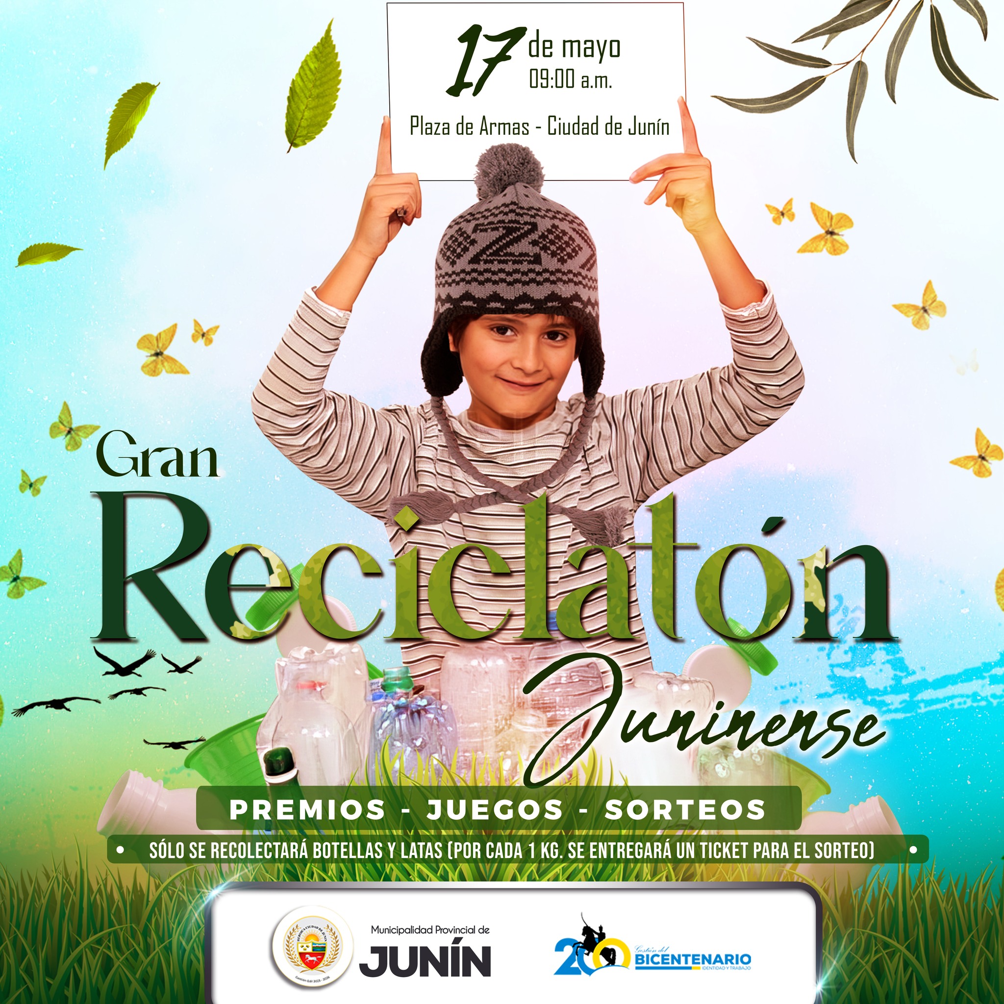 ¡Únete a la "Gran Reciclatón Juninense" el 17 de mayo en la Plaza de Armas de Junín! Recicla, aprende y diviértete por un entorno sostenible.