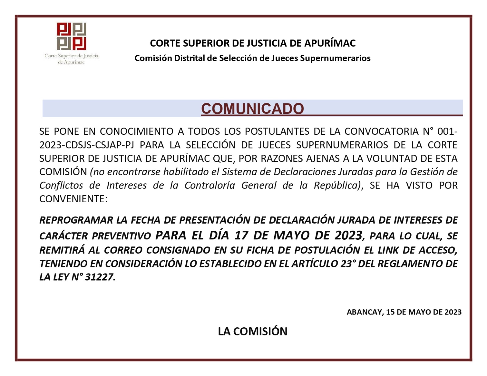 COMUNICADO