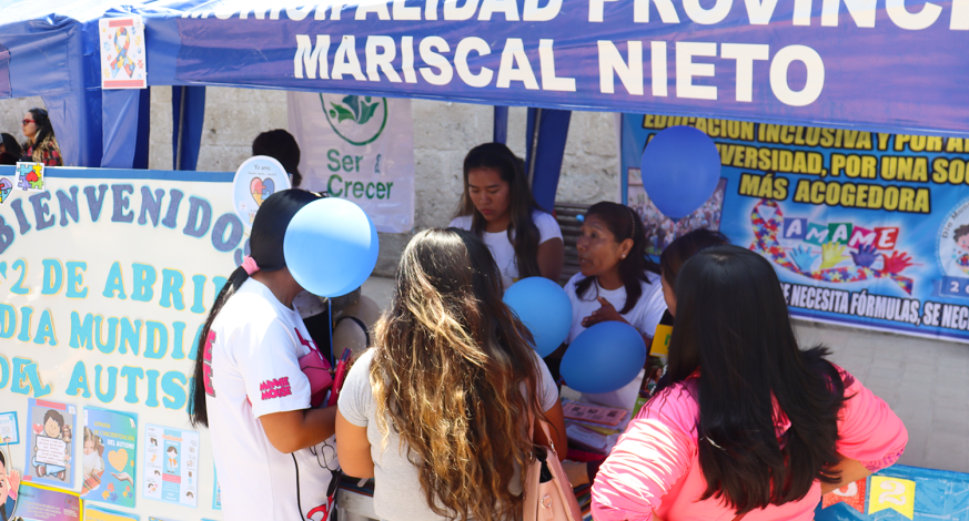Este sábado 1 de abril se desarrolló la 2da Teaton 2023 MOQUEGUA, por una sociedad más inclusiva en la Plaza de Armas de Moquegua, con el apoyo de la Municipalidad Provincial de Mariscal Nieto hacia la asociación AMAME, que buscó concientizar a la población sobre los trastornos del espectro autista (TEA) y recaudar fondos para la adquisición del Instrumento de referencia para la evaluación y el diagnóstico del trastorno del espectro autista.