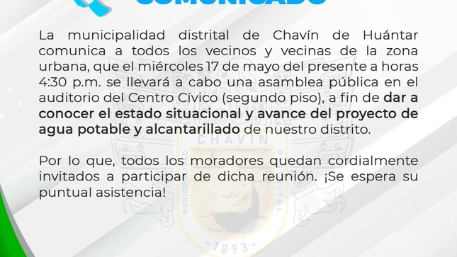 Estado situacional y avance del Proyecto de Agua Potable y Alcantarillado