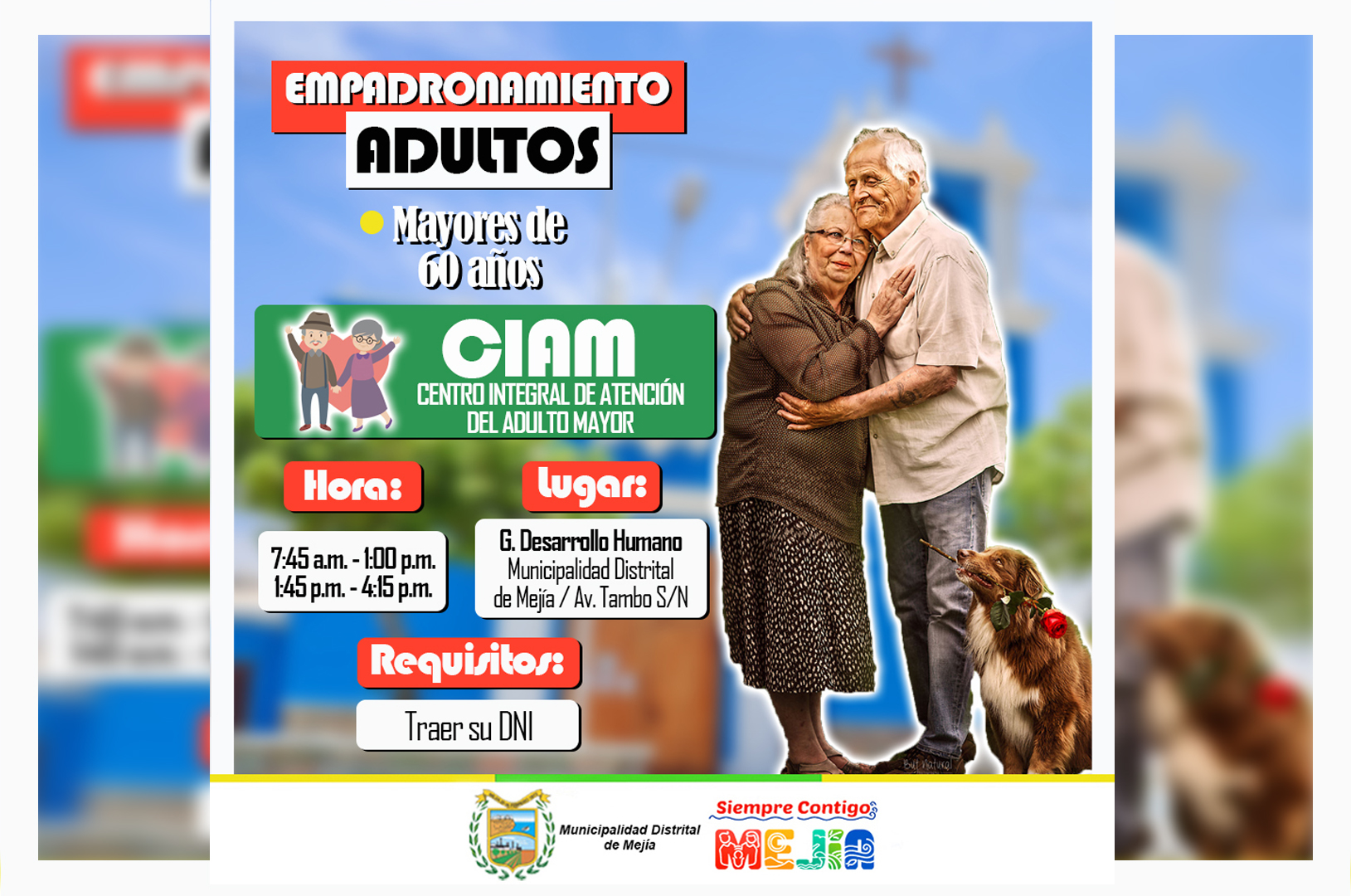 La Oficina del Centro Integral del Adulto Mayor (CIAM) del Municipio continúa con la jornada de Empadronamiento para nuestros papitos de la tercera edad.