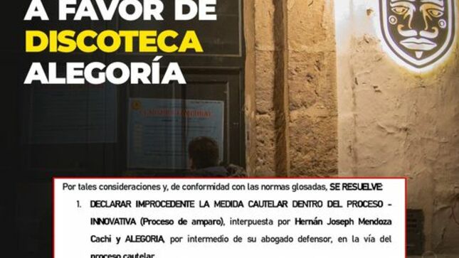 MPC Impide Medida Cautelar a Favor de Discoteca Alegoría